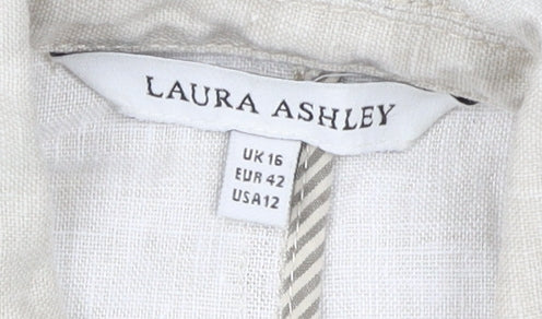 Laura Ashley Beige Linen Belted Jacket Size 16