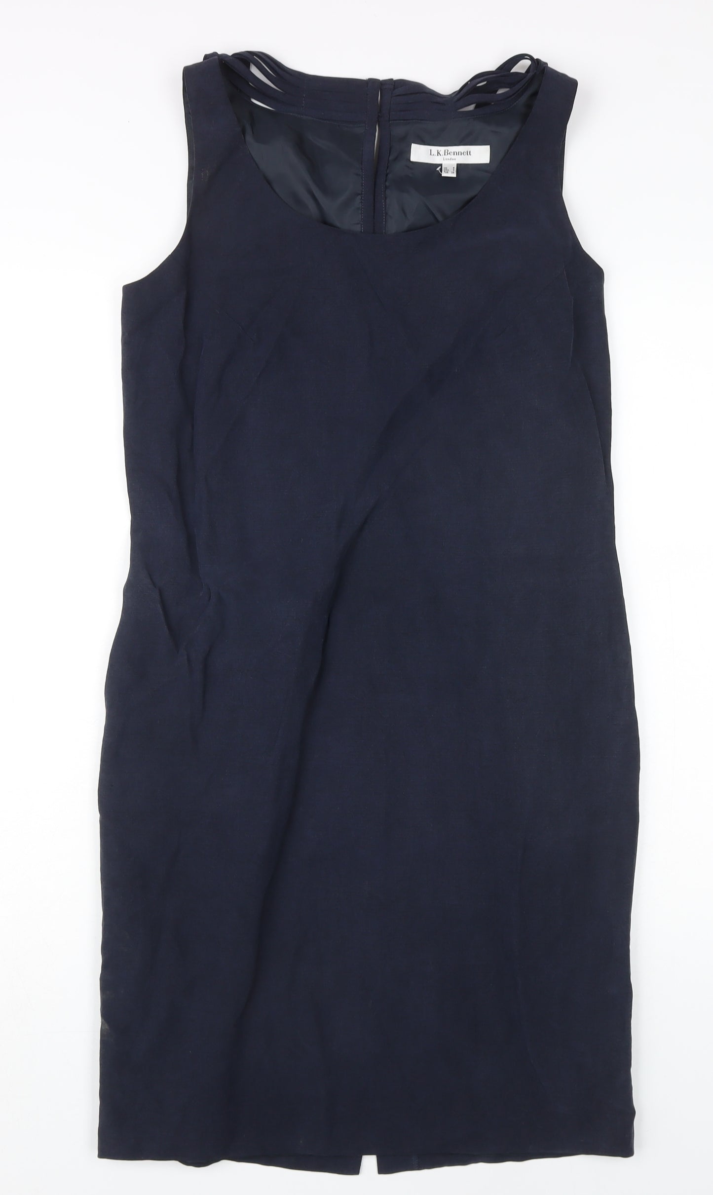 L.K. Bennett Women's Blue Sheath Dress, Size 8, Silk Blend