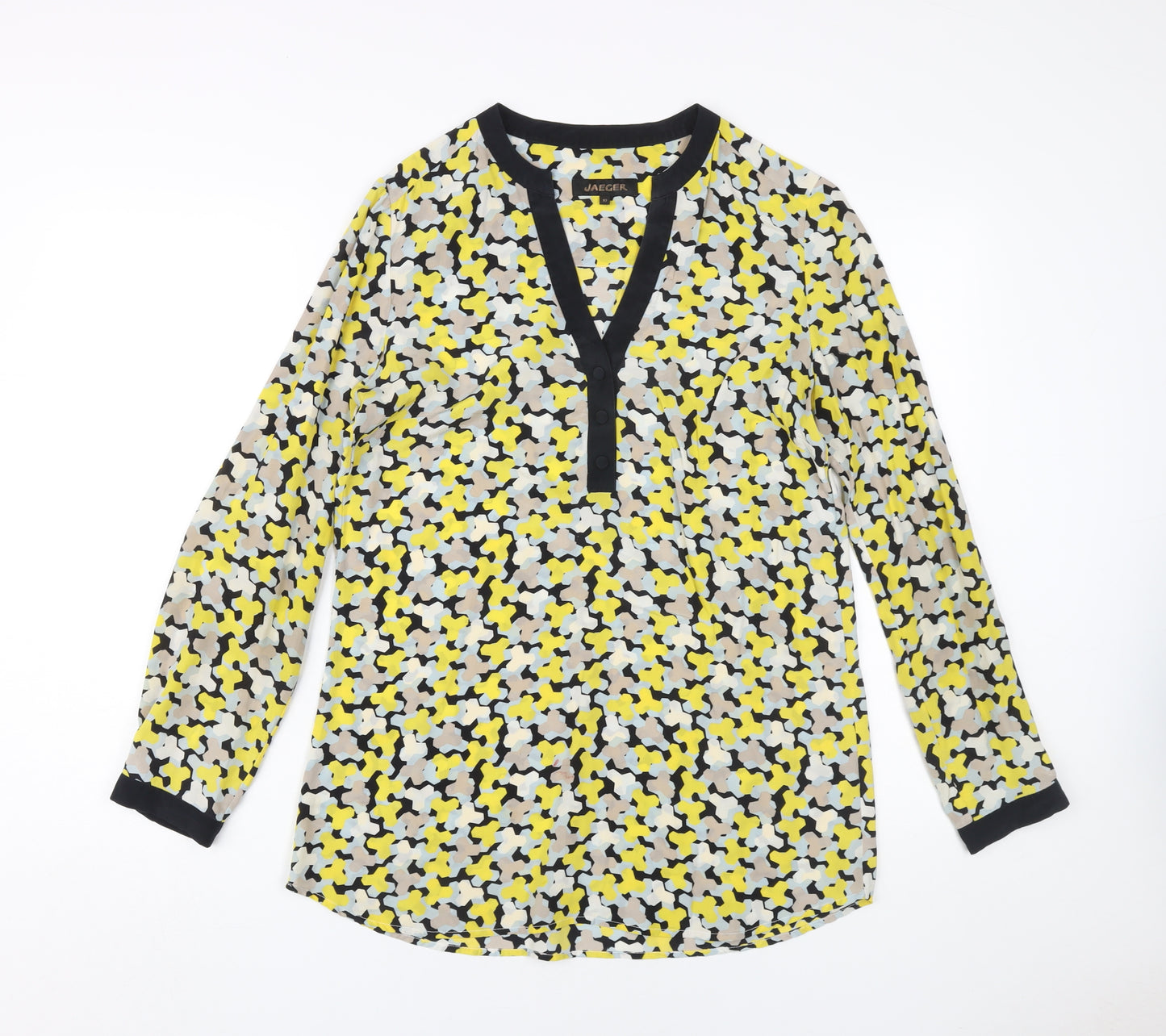 Jaeger Women's Multicoloured Geometric Silk Blouse