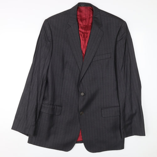 Magee Ireland Men's Black Striped 42R Wool Blazer - Business/Formal