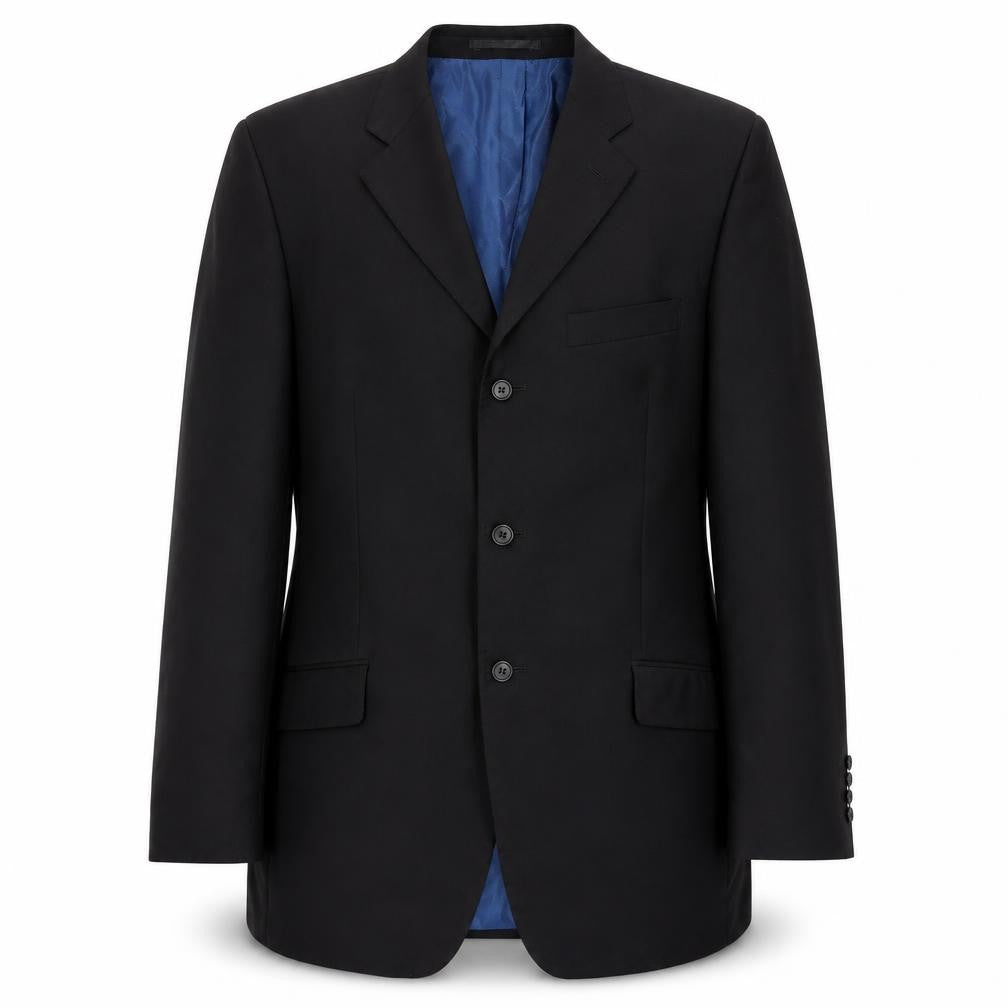 Front view of Daniel Hechter Men's Black Long Blazer, size 40L, Wool
