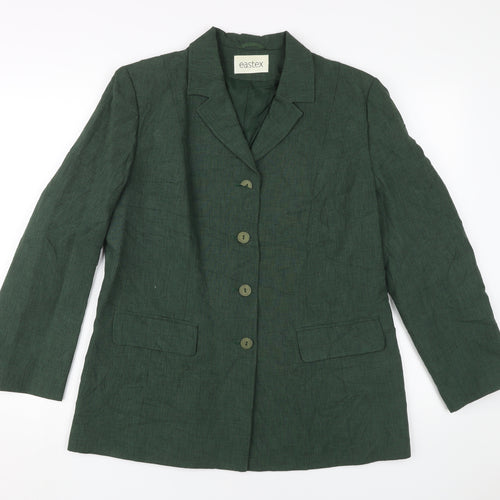 Eastex Women's Green Blazer - Size 14, Lined, Buttoned