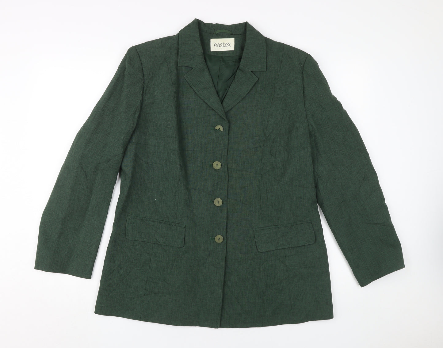 Eastex Women's Green Blazer - Size 14, Lined, Buttoned