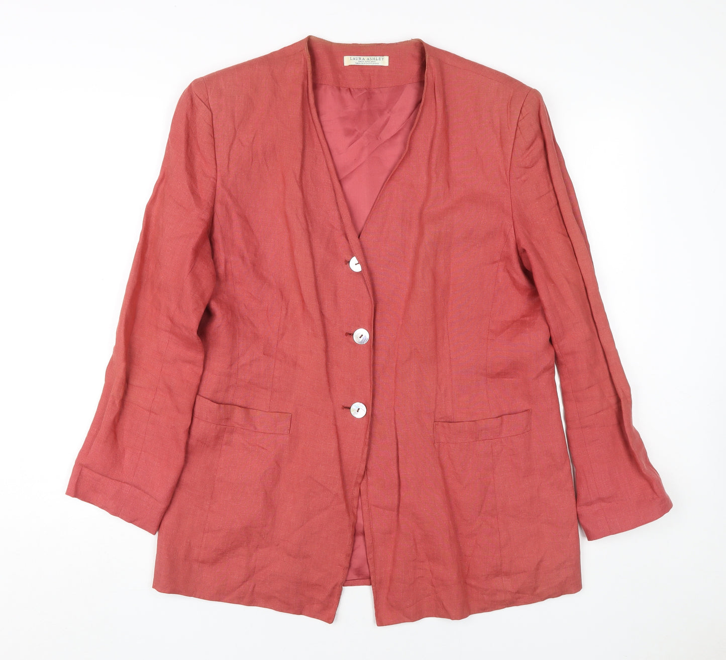 Laura Ashley Women's Red Linen Blazer Size 14