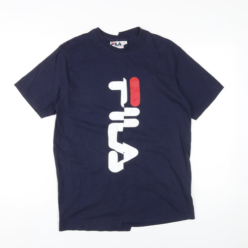 Fila Unisex Blue Cotton T-Shirt, Size S, Crew Neck