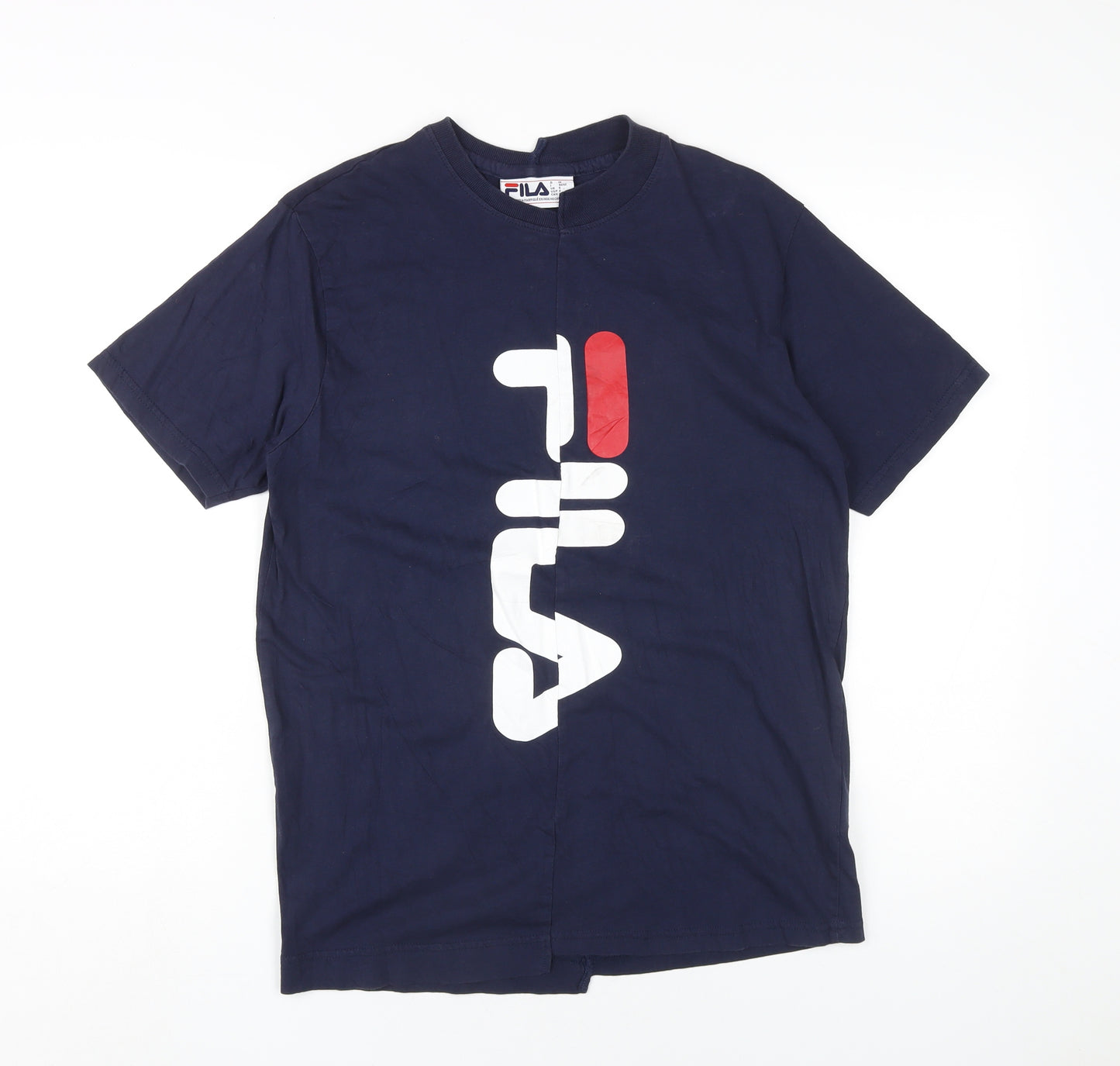 Fila Unisex Blue Cotton T-Shirt, Size S, Crew Neck