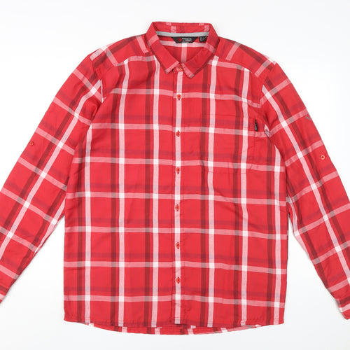 Regatta Men's Red Check Button-Up Shirt Size L