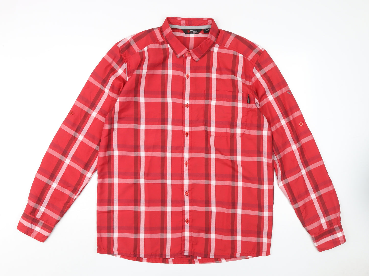 Regatta Men's Red Check Button-Up Shirt Size L