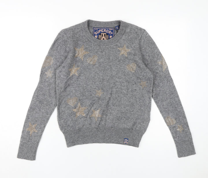 Superdry Women's Grey Pullover Jumper Size 12