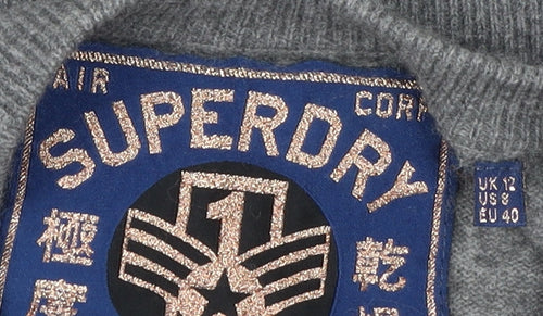 Superdry Women's Grey Pullover Jumper Size 12
