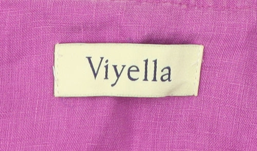 Viyella Women’s Pink Linen Blouse Size 12 Cap Sleeve