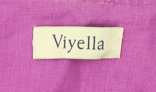 Viyella Women’s Pink Linen Blouse Size 12 Cap Sleeve