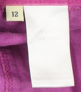 Viyella Women’s Pink Linen Blouse Size 12 Cap Sleeve