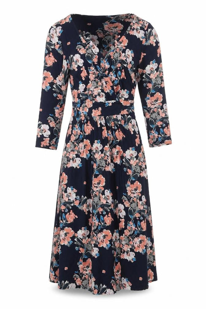 Front view of FatFace Women's Floral Wrap Dress, Multicoloured, size 10