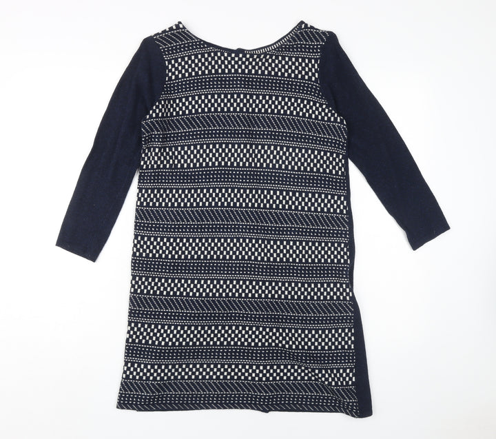 White Stuff Women's Blue Geometric Shift Dress Size 10