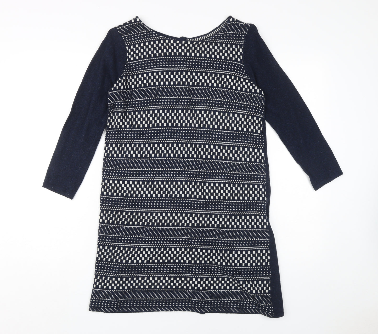 White Stuff Women's Blue Geometric Shift Dress Size 10