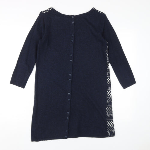 White Stuff Women's Blue Geometric Shift Dress Size 10