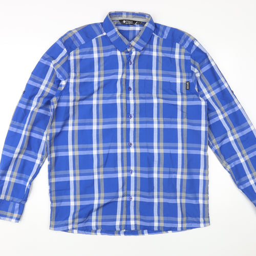 Regatta Men's Blue Plaid Long Sleeve Shirt L
