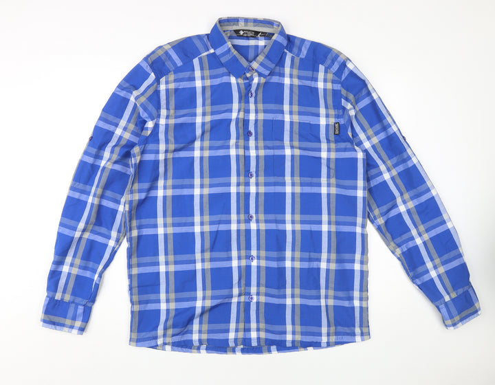 Regatta Men's Blue Plaid Long Sleeve Shirt L