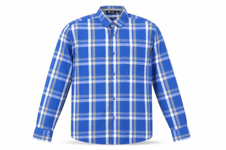 Regatta Men's Blue Plaid Long Sleeve Shirt L
