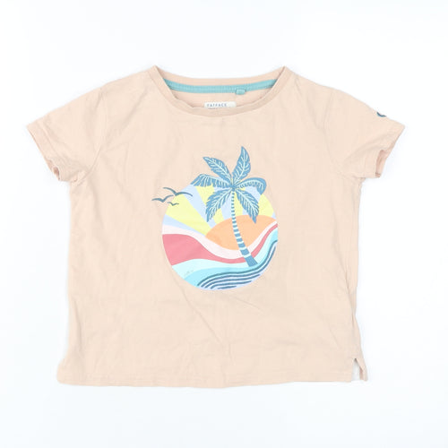 FatFace Girls' Beige Graphic Print T-Shirt, 5-6 Years, Casual