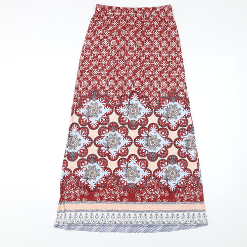 White Stuff Women's Red Floral Long A-Line Skirt Size 6