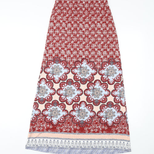White Stuff Women's Red Floral Long A-Line Skirt Size 6