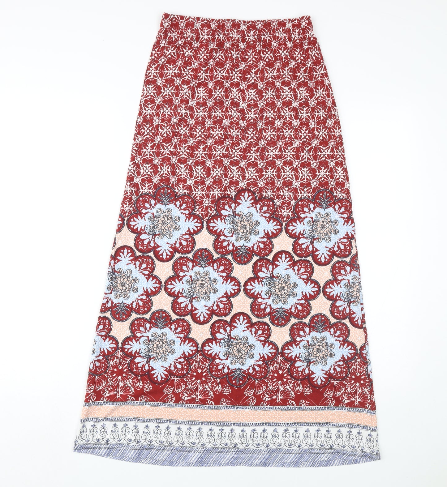 White Stuff Women's Red Floral Long A-Line Skirt Size 6