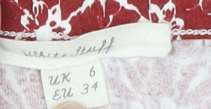 White Stuff Women's Red Floral Long A-Line Skirt Size 6