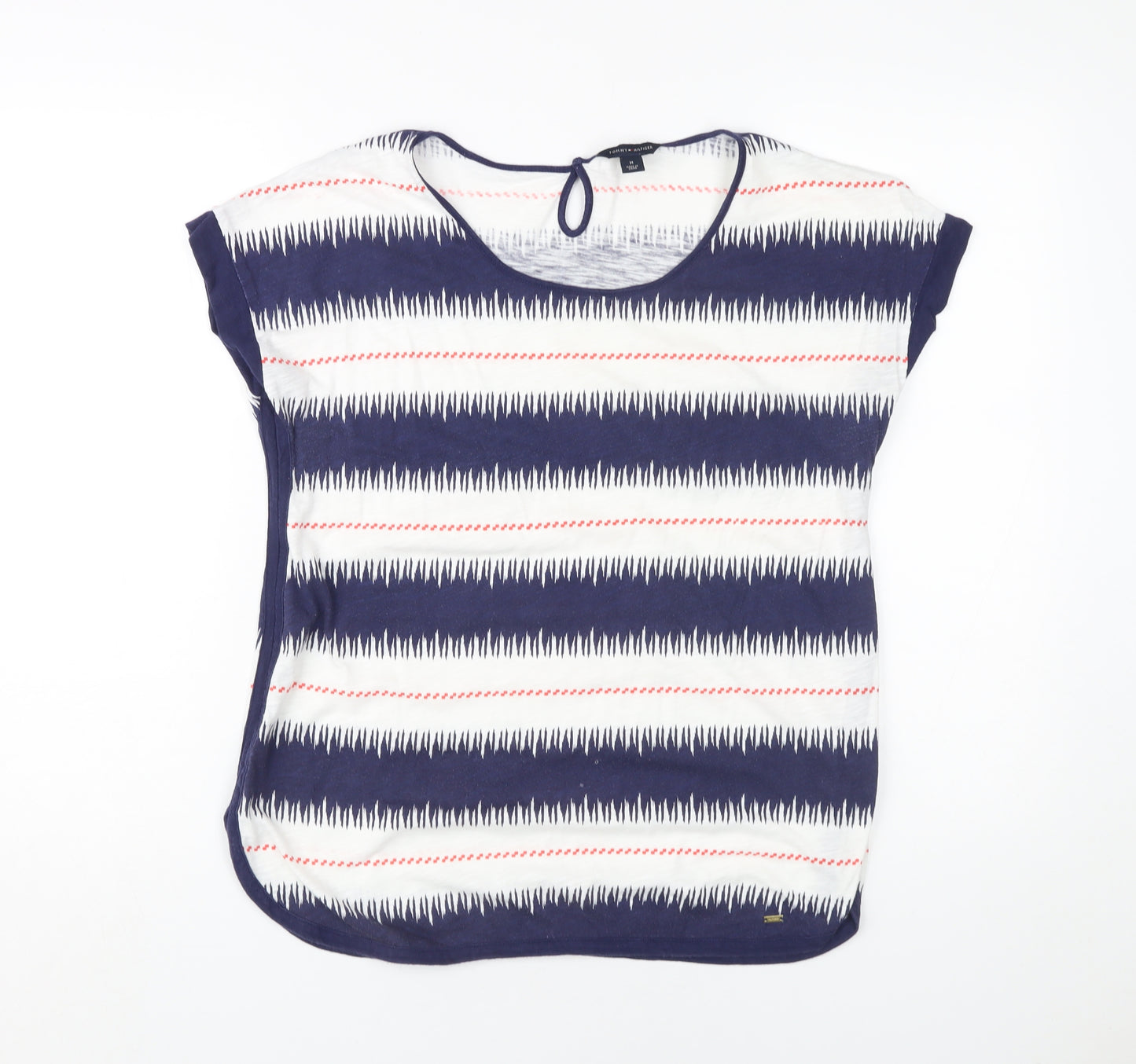 Tommy Hilfiger Women's Blue Striped T-Shirt, Size 12