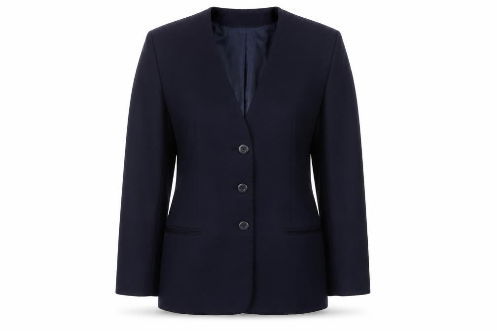 Front view of Alexon Women's Blue Wool Blazer, size 10
