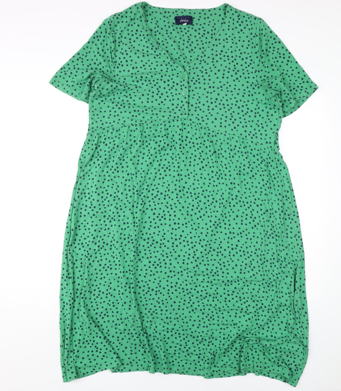 Joules Green Polka Dot Women's Dress Size 16, Short Sleeve Casual