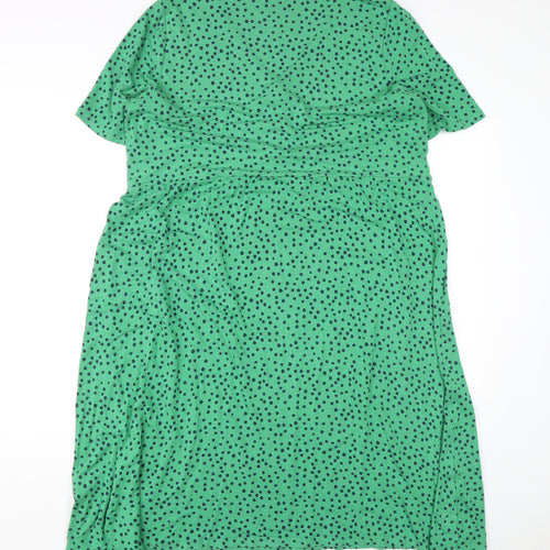 Joules Green Polka Dot Women's Dress Size 16, Short Sleeve Casual