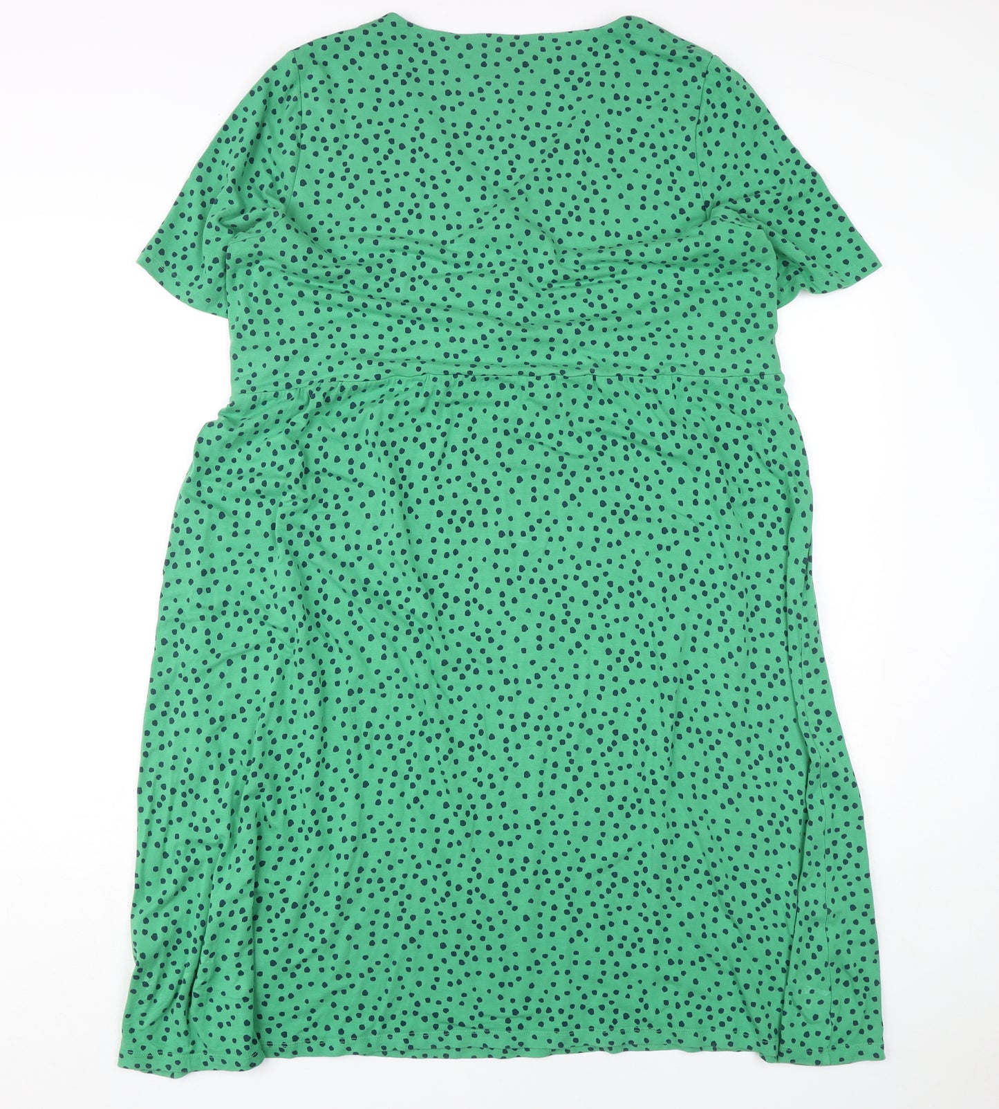 Joules Green Polka Dot Women's Dress Size 16, Short Sleeve Casual