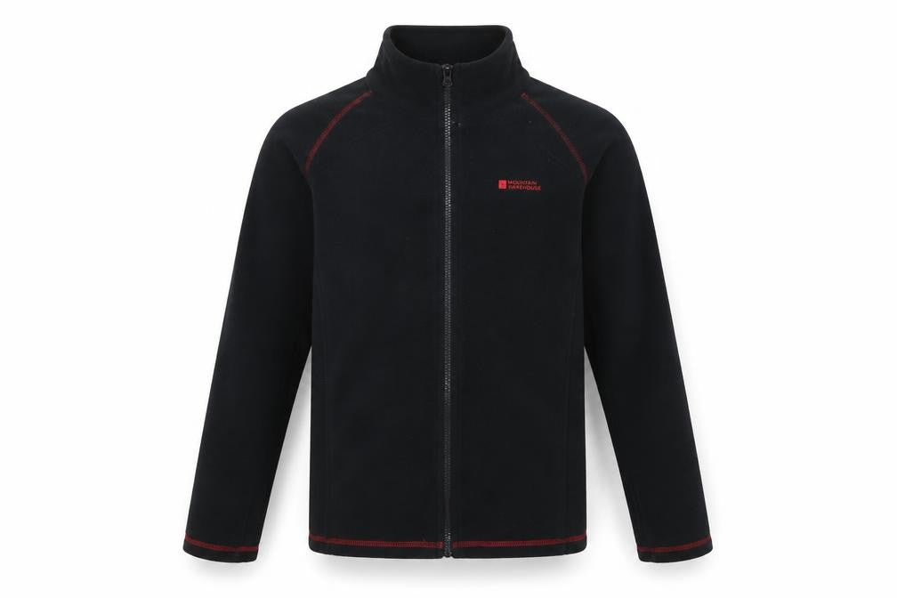 Front view of Mountain Warehouse boys’ black full zip sweatshirt 13 years