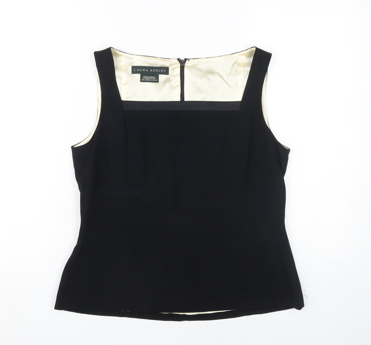 Laura Ashley Women's Black Sleeveless Blouse, Size 14