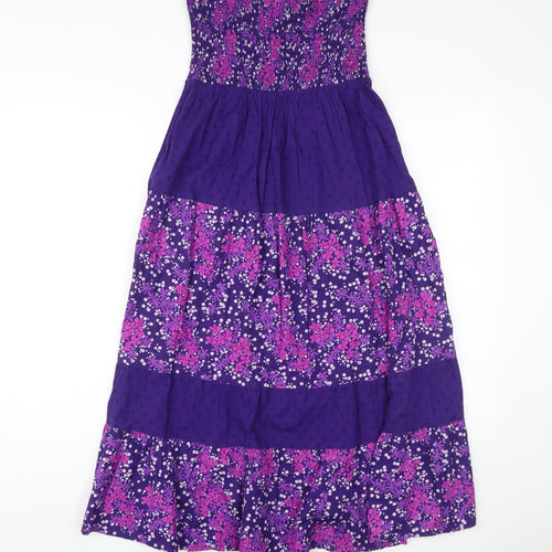 Mantaray Women's Purple Floral Strapless Midi Dress