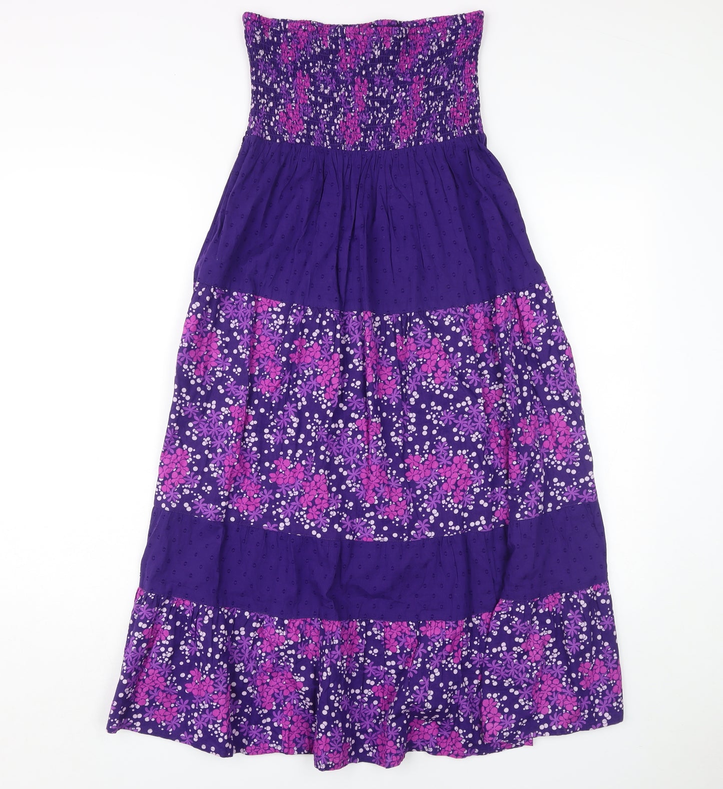 Mantaray Women's Purple Floral Strapless Midi Dress