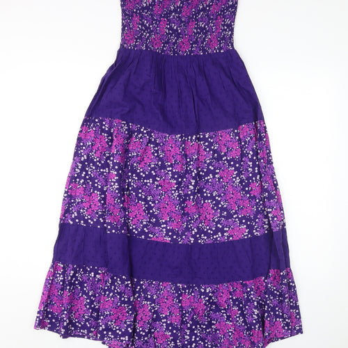 Mantaray Women's Purple Floral Strapless Midi Dress