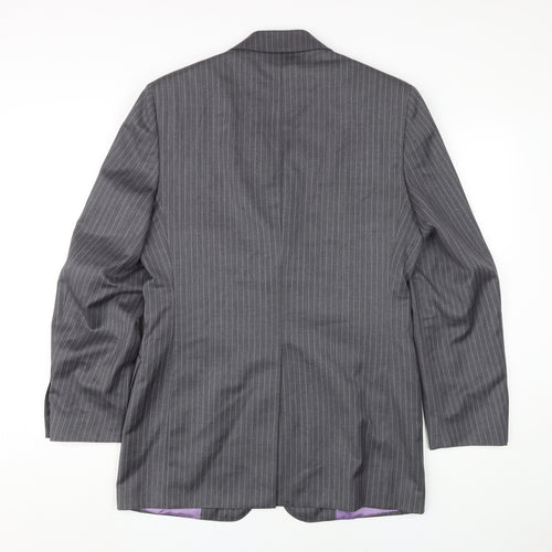 Aquascutum Men's Grey Striped Wool Blazer 38R