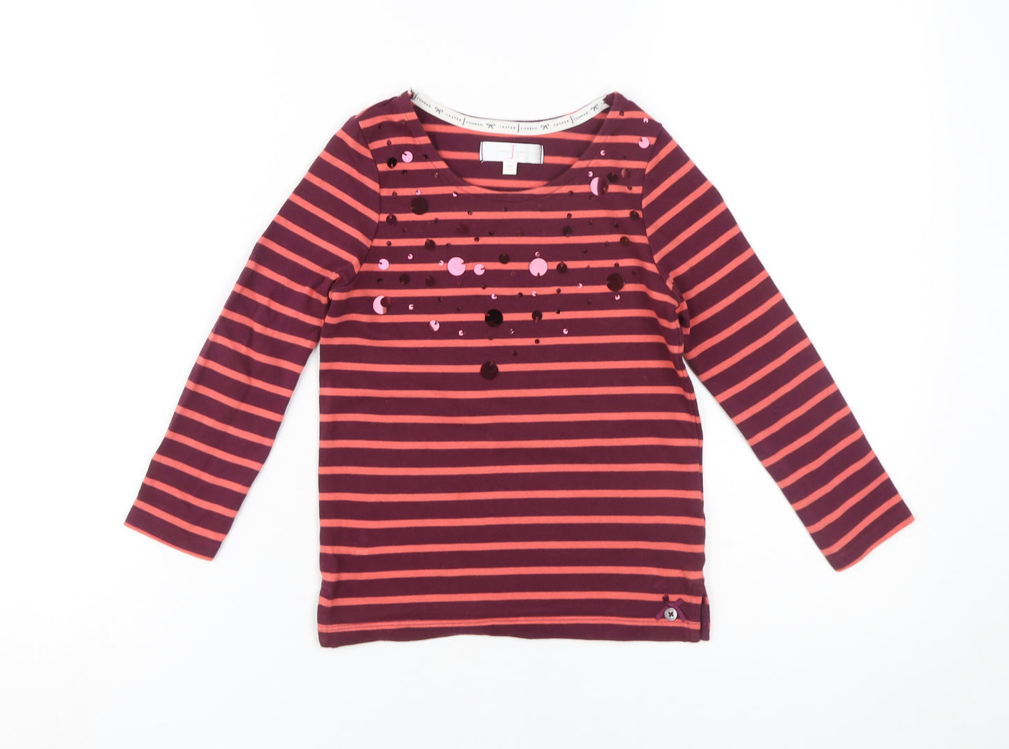 Jasper Conran Girls Multicoloured Striped Sequin T-Shirt 5-6 Yrs