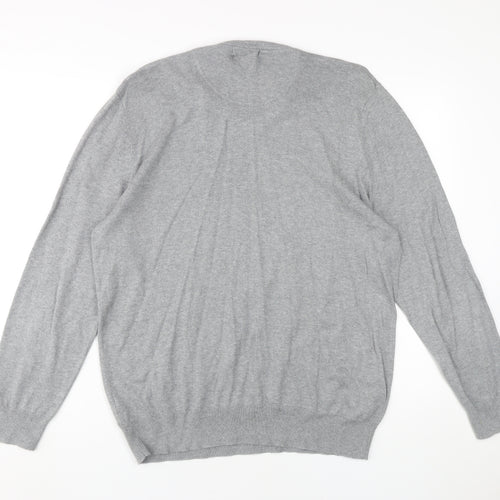 Jeff Banks Men's Grey V-Neck Pullover, Size L, Cotton