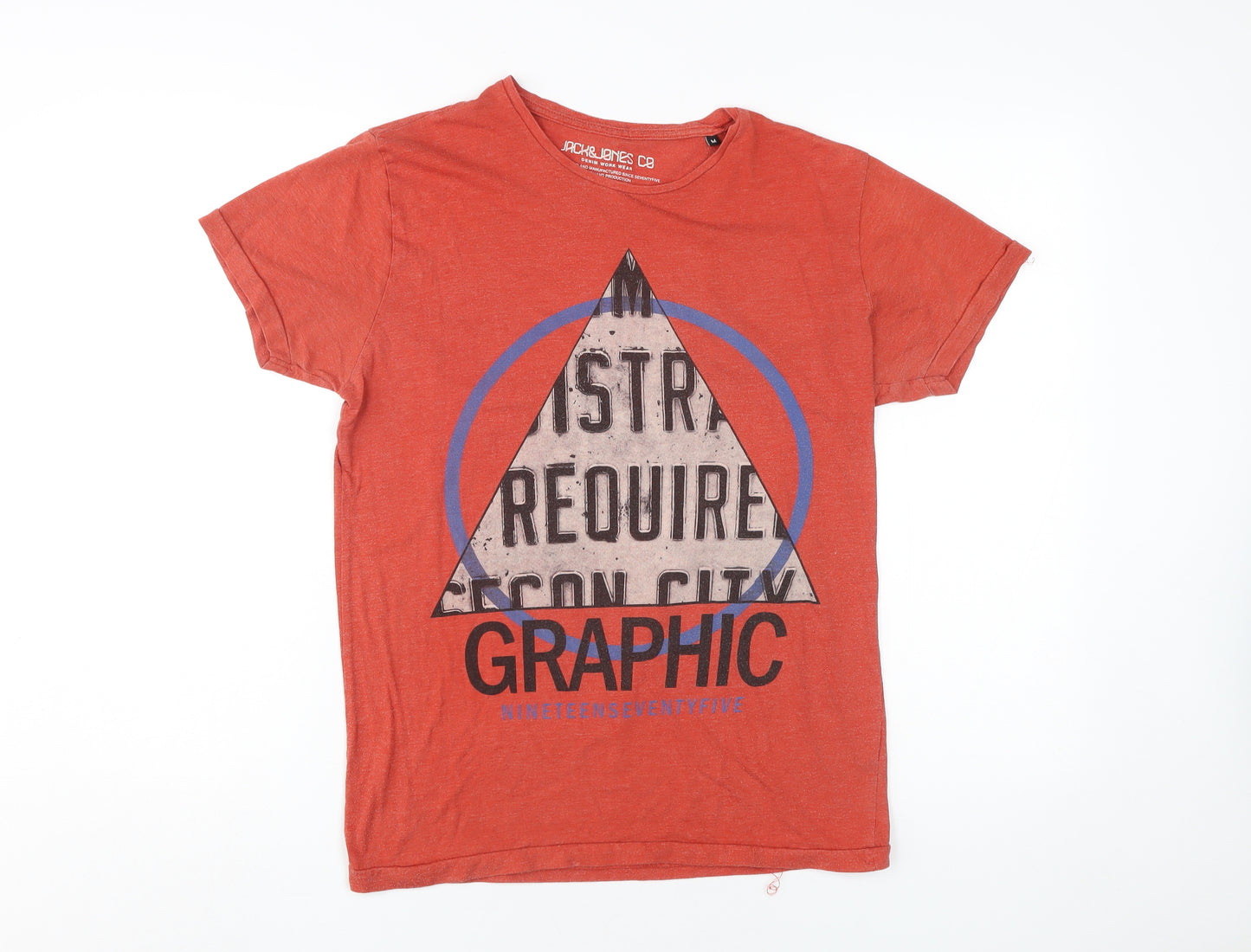 Jack & Jones Men's Red Graphic Medium T-Shirt