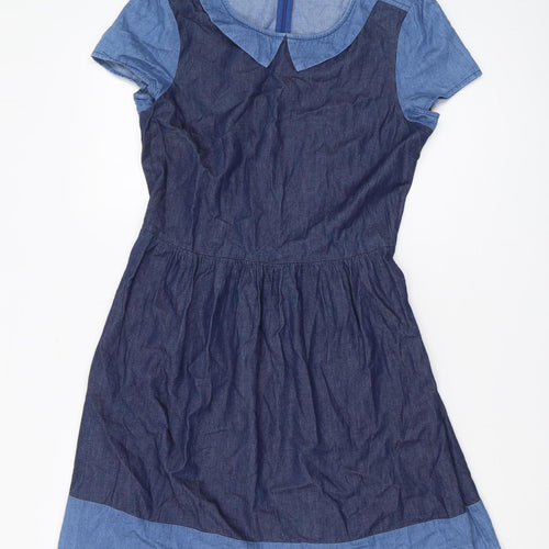 Oasis Women's Blue Short Fit & Flare Denim Dress