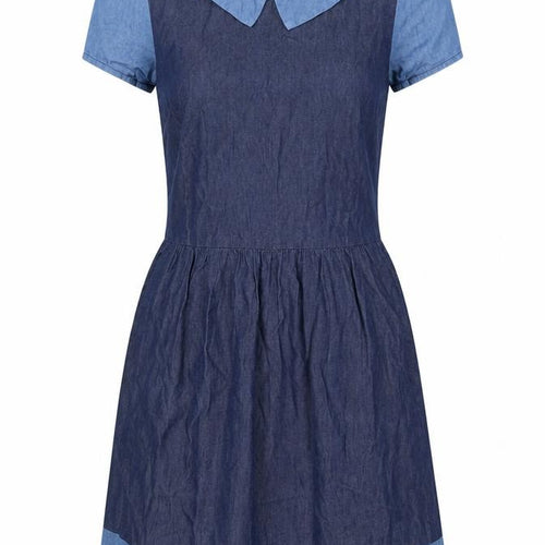 Oasis Women's Blue Short Fit & Flare Denim Dress