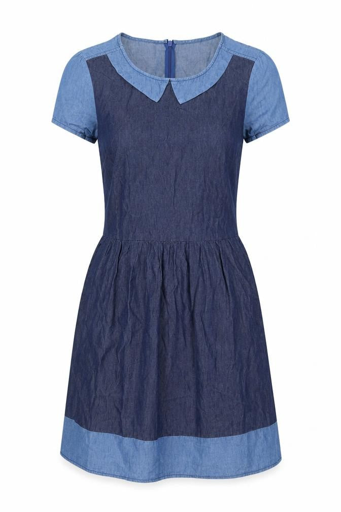 Oasis Women's Blue Short Fit & Flare Denim Dress