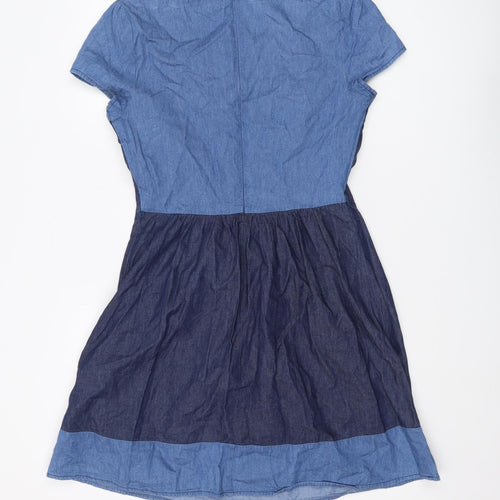 Oasis Women's Blue Short Fit & Flare Denim Dress