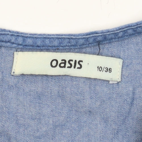 Oasis Women's Blue Short Fit & Flare Denim Dress
