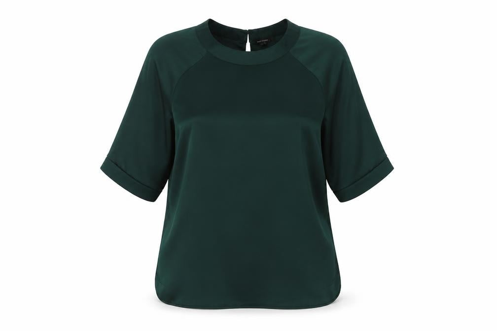Front view of River Island Women's Green Blouse, size 6, Basic Style