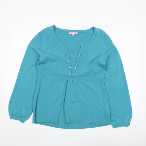 Marks and Spencer Women's Blue V-Neck Pullover Jumper